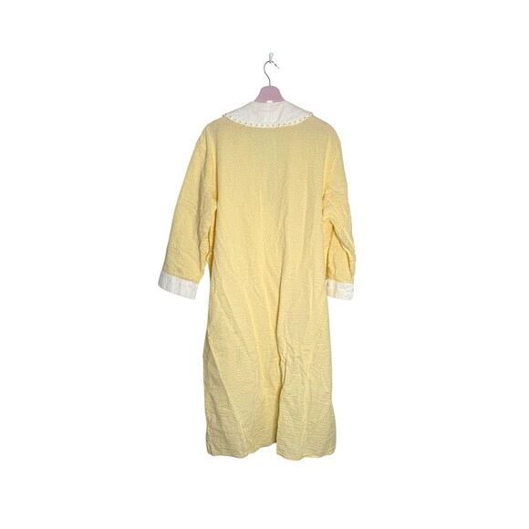 Eileen West Robe Medium Yellow White Seersucker Quilted Collar 70s - Picture 2 of 8